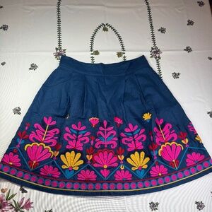 Boden Vibrant, Folk-style Embroidered A-line skirt
